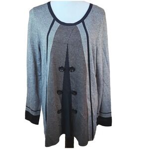 Alison Sheri Womens Colorblock Boho Top Pullover Tunic Sz 2XL Gray Laganlook NEW